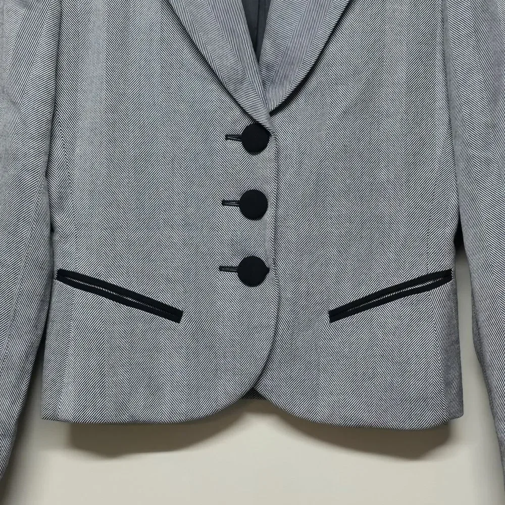 Christian Dior Womens Navy Blue Herringbone Blazer Sz 2 Elegant Academia Office‎